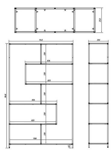 Regał na książki do salonu Seaford 4 loftowy dębowy z metalem 114 cm Intesi