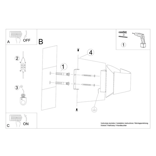 Kinkiet ścienny TONI biały metalowy nowoczesny do salonu i sypialni świecący góra dół