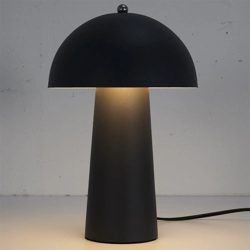 Nowoczesna lampka nocna Mushroom czarna do sypialni i biura Intesi minimalistyczna 32 cm