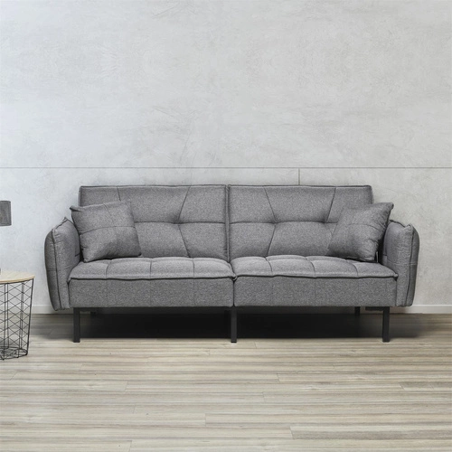 Sofa rozkładana Lurif szara z funkcją spania do salonu, nowoczesna, kompaktowa, na wysokich nogach Intesi