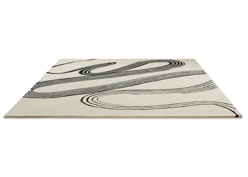 Decor Flow beżowy dywan nowoczesny wełniany do salonu ręcznie tkany 250x350cm