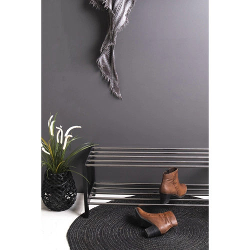 Czarna półka na buty Padova Intesi do przedpokoju metalowo-drewniana klasyczna 78 cm