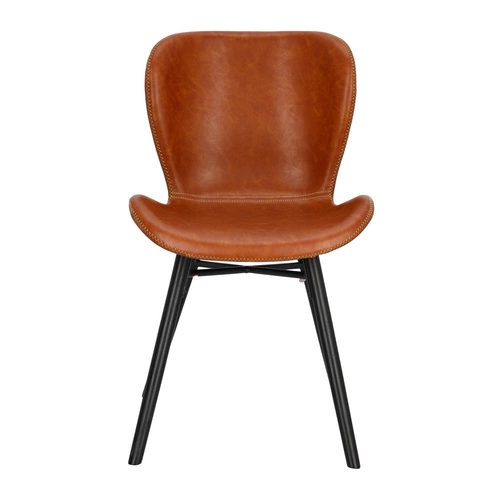 Krzesło tapicerowane Batilda ekoskóra brązowa na czarnych nogach do jadalni nowoczesne Actona