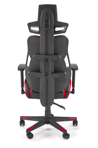 Fotel gamingowy Abruzzi czarno-czerwony ergonomiczny obrotowy z zagłówkiem do biurka Intesi