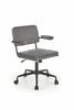 Fotel biurowy ergonomiczny Defil popielaty welurowy obrotowy z podłokietnikami do gabinetu