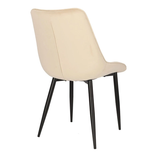 Krzesło do jadalni Poly Intesi tapicerowane welur beżowy z czarnymi nogami nowoczesne