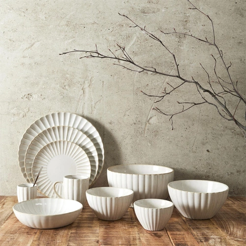 Talerz głęboki obiadowy ceramiczny Vlora 20cm beżowy do jadalni, zmywarka, nowoczesny