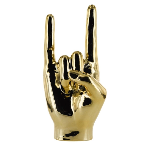 Figurka dekoracyjna Dłoń Rock and Roll Intesi złota ceramiczna do salonu lub na prezent