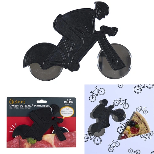 Intesi Kolarz czarny nóż do pizzy na rowerze metalowy, ostry