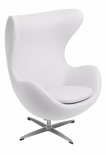Fotel uszak Jajo Egg biały kaszmir obrotowy z funkcją bujania nowoczesny do salonu D2.DESIGN