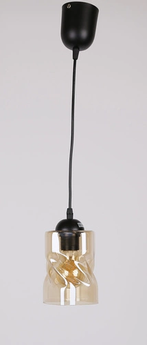 Lampa wisząca Felis czarny 1x60W E27  klosz bursztynowy