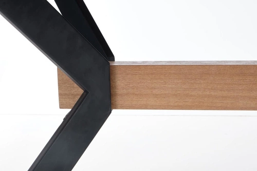 Stół rozkładany do jadalni Carbad dąb naturalny czarne nogi nowoczesny loftowy 160-220x90 cm Intesi