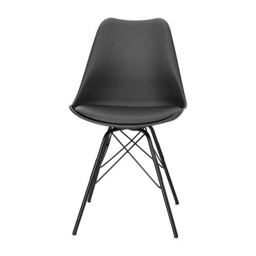 Krzesło do jadalni Eris PP Actona czarne nowoczesne z tworzywa i ekoskóry łatwe czyszczenie