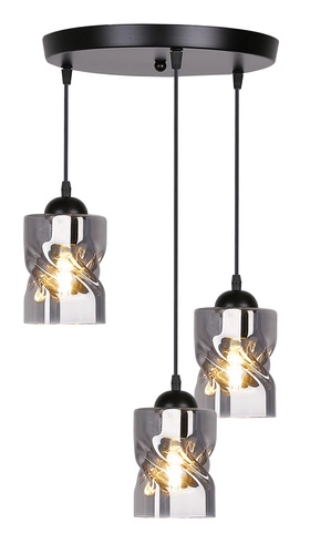 Lampa wisząca Felis talerz czarny 3x60W  E27 klosz dymiony