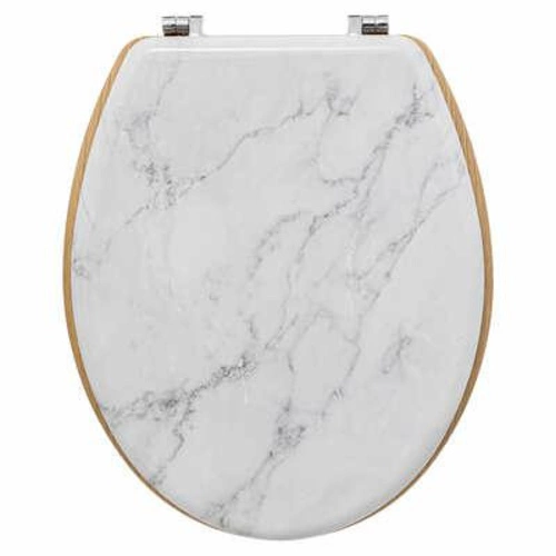 Deska sedesowa Abby z duroplastu biały marmur do toalety nowoczesna