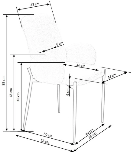 Krzesło tapicerowane Perrol boucle kremowe z podłokietnikami do jadalni nowoczesne Intesi