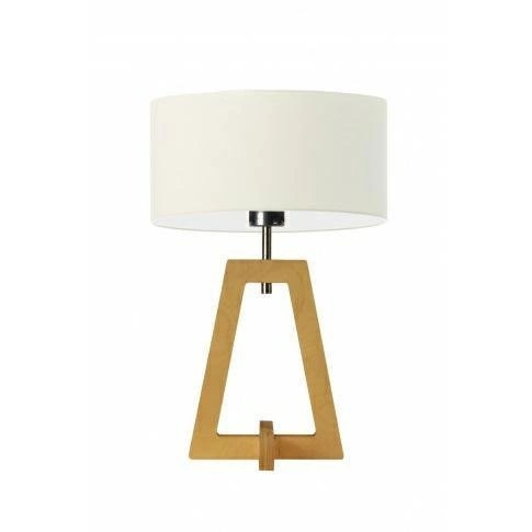 Lampka nocna Clio nowoczesna drewniana z abażurem ecru do sypialni lub salonu personalizowana