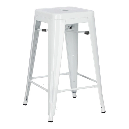 Hoker metalowy Paris 66 cm biały bez oparcia industrialny do wyspy kuchennej D2.DESIGN
