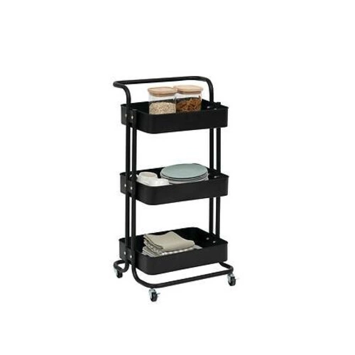 5five simply smart Black Edition metalowy wózek 3-poziomowy na kółkach do kuchni i łazienki