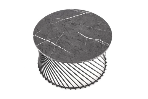 Stolik kawowy Rewal okrągły szary marmur nowoczesny loftowy do salonu 80 cm