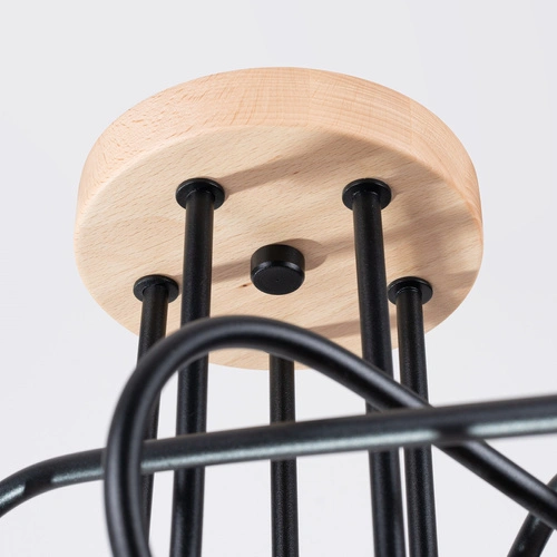 Żyrandol EMBER 5 czarny drewniany nowoczesny do salonu i jadalni SOLLUX LIGHTING