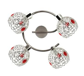 Lampa sufitowa Aron spirala 4x40W G9 chrom kryształ czerwony