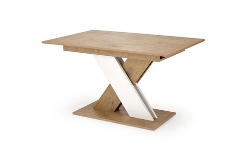 Stół rozkładany do jadalni Terol nowoczesny dąb lancelot biały blat 130–175x85 cm Intesi