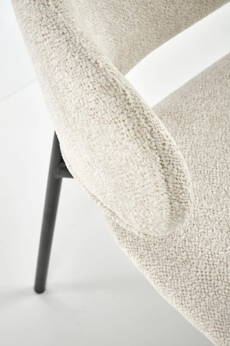 Krzesło Paupe tapicerowane beżowe do jadalni i salonu nowoczesne na czarnych nogach Intesi