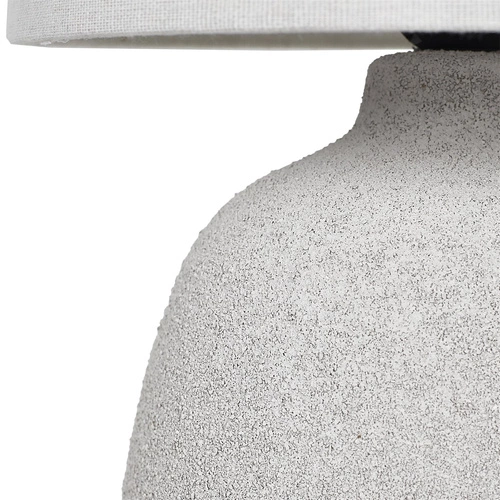 Lampa stołowa Amani ceramiczna szara z bawełnianym abażurem do sypialni i salonu nowoczesna