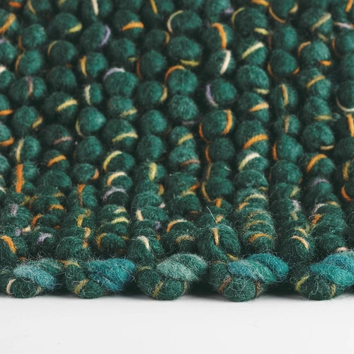 Dywan do salonu wełniany Cobble zielony 200x300cm nowoczesny ręcznie tkany łatwoczyszczący