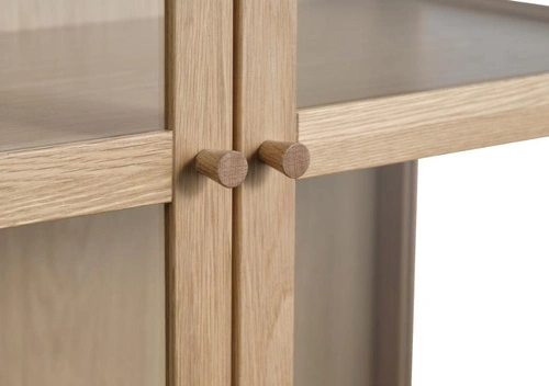 Witryna Elba drewniana szklana do salonu i na książki 190 cm naturalny dąb