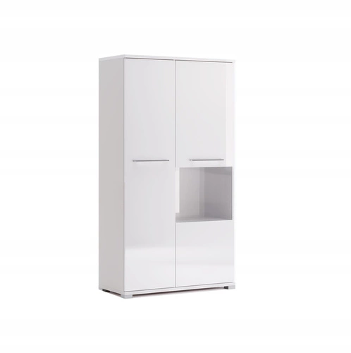 Regał na książki Flory biały połysk 90 cm nowoczesny zamykany do salonu Intesi