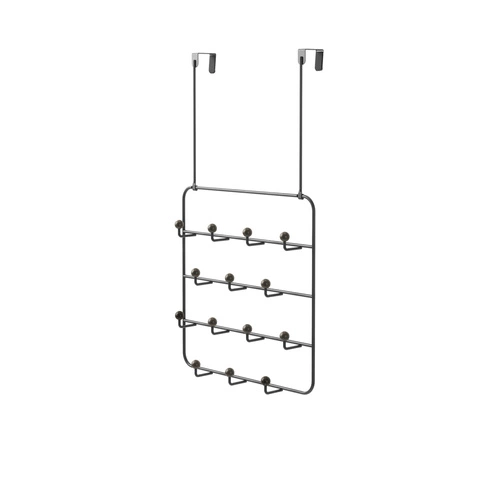 Wieszak ścienny Estique Multi Umbra czarny orzech 14 haczyków do przedpokoju loftowy