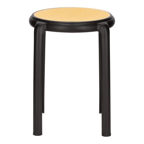 Stołek Zula czarny Intesi do kuchni i na balkon, boho, plastikowy, łatwe czyszczenie, sztaplowany