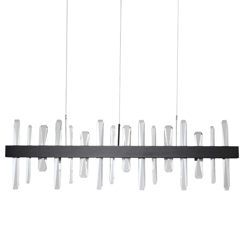 Lampa wisząca LED ARCTIC czarna kryształowa 100 cm do salonu i nad wyspę