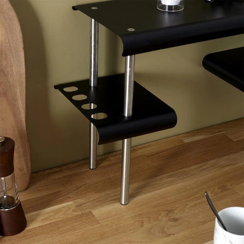 Półka kuchenna stojąca na przyprawy i akcesoria Angle czarna metalowa nowoczesna Intesi