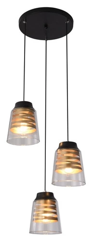 Lampa wisząca Fresno talerz czarny 3x60W  E27 klosz bezbarwny