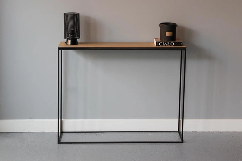 Nowoczesna konsola STAM 200 naturalny dąb wąski stolik przyścienny do przedpokoju NORDIFRA