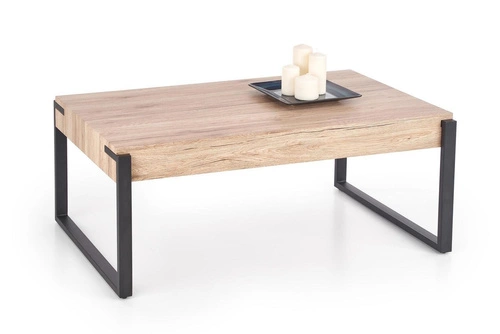 Stolik kawowy Piri prostokątny loftowy dębowy i czarny do salonu 110x64 cm Intesi