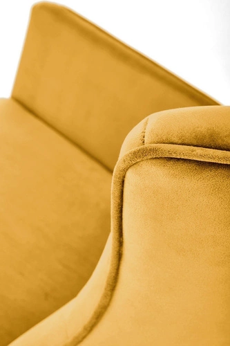 Fotel bujany Topar welurowy musztardowy do salonu nowoczesny skandynawski wypoczynkowy