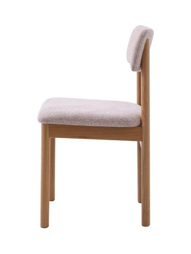 Krzesło tapicerowane do jadalni Canora piaskowe z dębowymi nogami