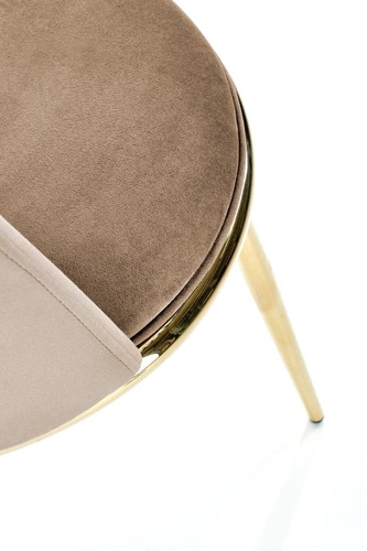 Krzesło do jadalni Irene welurowe beżowe na złotych nogach nowoczesne glamour Intesi