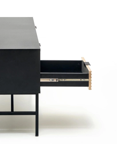 Szafka RTV Nihala 150 cm loftowa drewniana czarna dąb artisan z szufladami do salonu