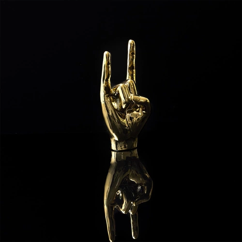 Figurka dekoracyjna Dłoń Rock and Roll Intesi złota ceramiczna do salonu lub na prezent