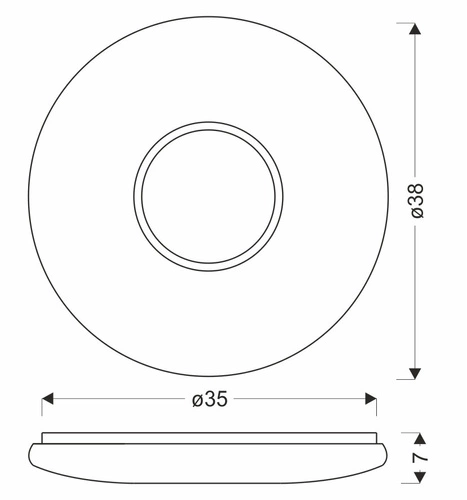 Lampa sufitowa URAN plafon 38cm 24W LED 4000K klosz biały+chromowy
