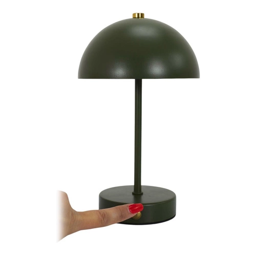 Lampka nocna LED bezprzewodowa Funghi zielona metalowa do sypialni z akumulatorem