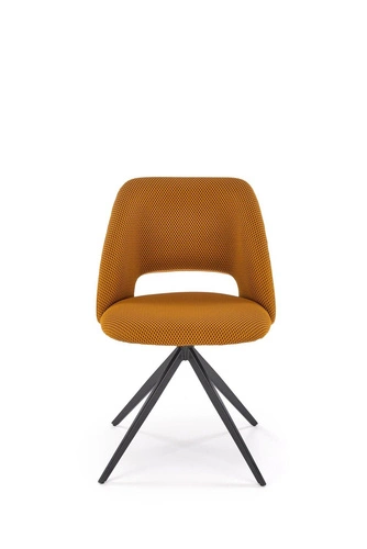 Krzesło biurowe obrotowe Maeba Intesi musztardowe nowoczesne tapicerowane z czarnymi nogami