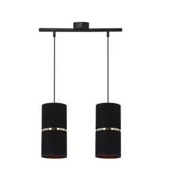 Lampa wisząca Gina czarny 2x60 E27 abażur 12x25 czarny złota folia+złoty pasek