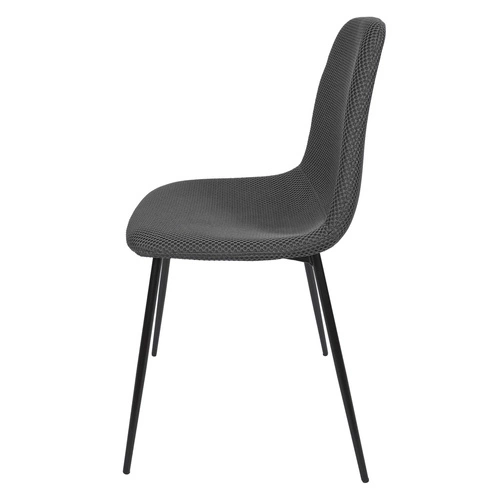 Krzesło tapicerowane Pori szare do jadalni i kuchni nowoczesne na czarnych metalowych nogach Intesi