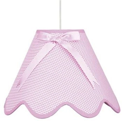 Nowoczesna lampa wisząca Lola różowa z tkaniny do pokoju dziecka z kokardą 40 cm